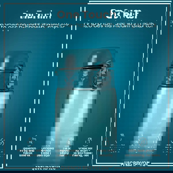 ION8 Leak Proof 1 Litre Water Bottle with Times to Drink, Recyclon, Teal & Blue, 1L