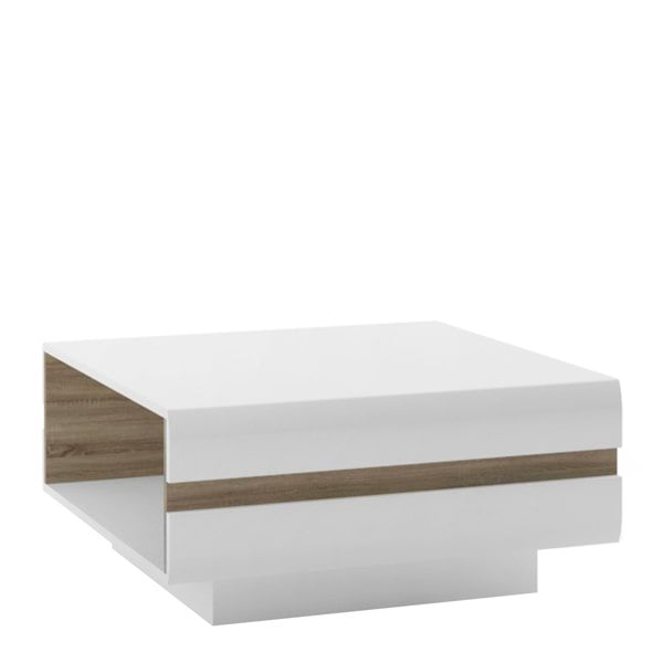 Furniture To Go Chelsea Living Small Designer Coffee Table in White with a Truffle Oak Trim