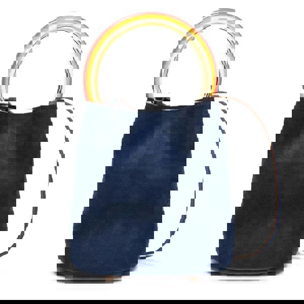 Marni Pannier Suede Bucket Bag – Navy with Multicolour Handle