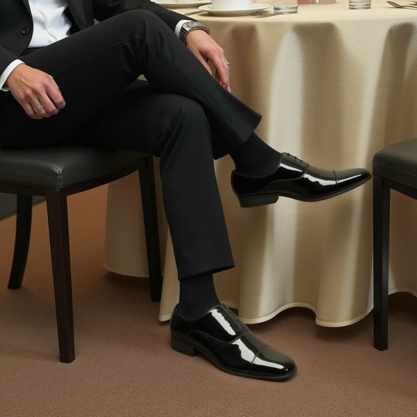 Goor DESMOND Mens Square Toe Patent Dress Shoes Black Patent