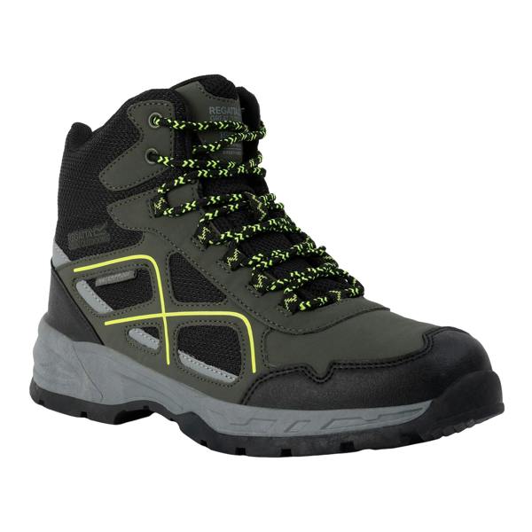 Regatta Mens Vendeavour Walking Boots - Dark Khaki/Lime Punch - 