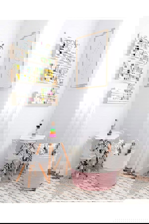 Living and Home 31L Cotton Rope Woven Laundry Baskets Hamper Toy Basket with Handle 25cm H