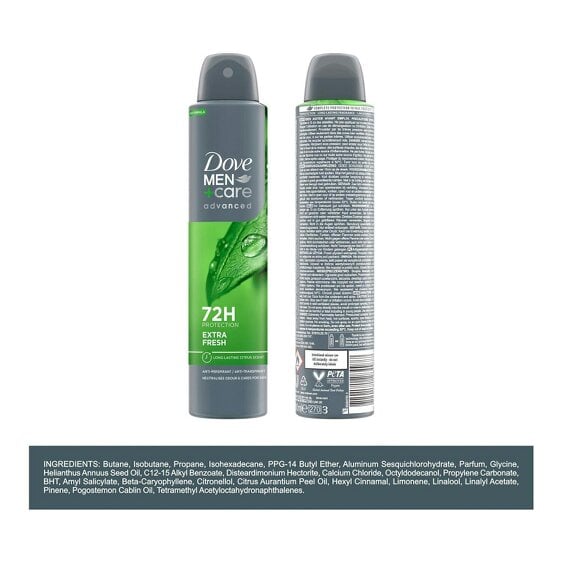 Dove Men+Care 3x Dove Anti-Perspirant Men+Care Advanced Extra Fresh 72H Protection Deo, 200ml