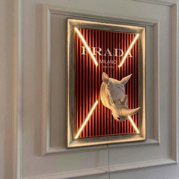 Prada rhino neon art