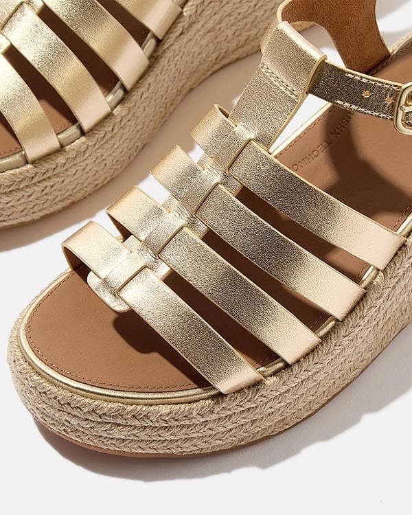 FitFlop PlatFForms Womens Espadrille Wedge Fisherman Sandals - Platino 675 | CHO | Designer Womens Sandals
