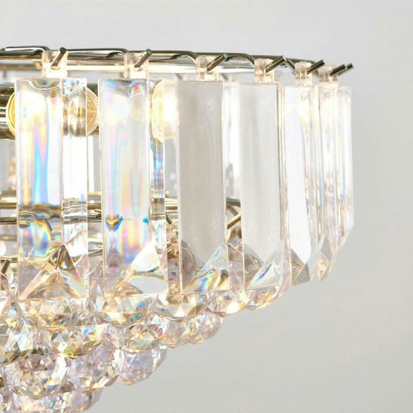 6 Light Chandelier Pendant Chrome Clear Shade Hanging Ceiling Feature Lamp Bulb Loops