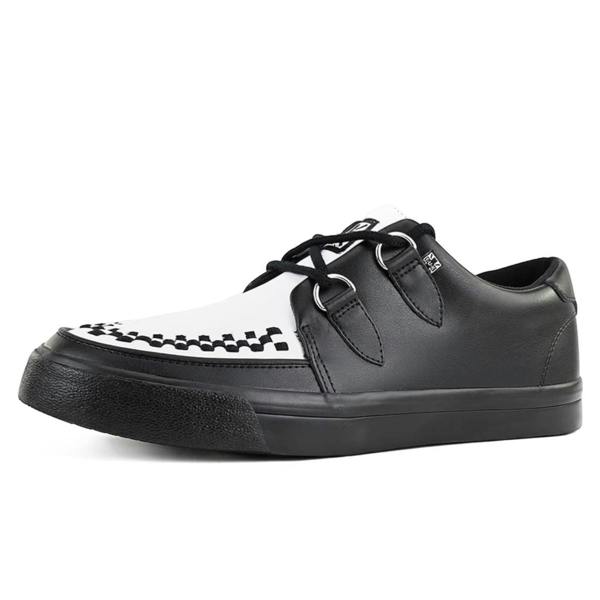 TUK Footwear TUK Pointed Creeper Sneaker Black White Leather Platform Shoes - A9180