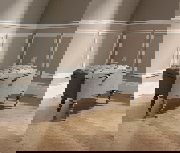 ISTOOLS Dark Grey Storage Ottoman Bench | Coffee Table, Seating & Hidden Storage