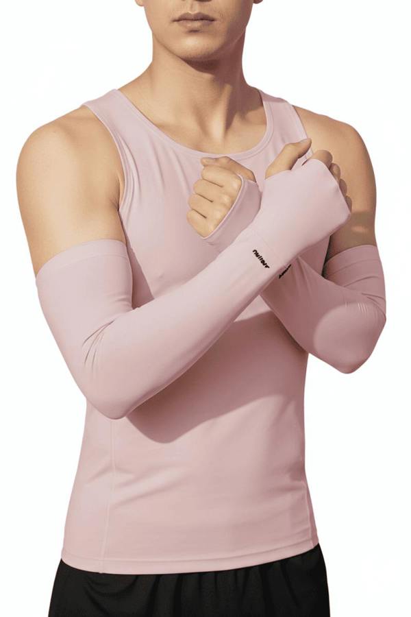 Anniou Men's UV Cooling Arm Sleeves - Pink