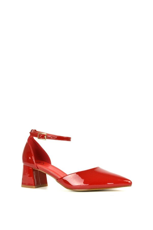 XY LONDON Low Block Heel Court Shoes With Pointed Toe