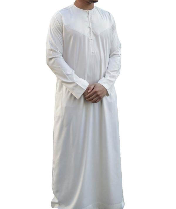 Infinity Leather Men's Thobe Robe Satin Emirati Islamic Jubba Eid Regular Fit