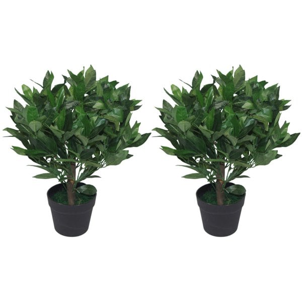 Leaf Pair of 50cm Dwarf Artificial Bay Trees Laurel Topiary Bushes