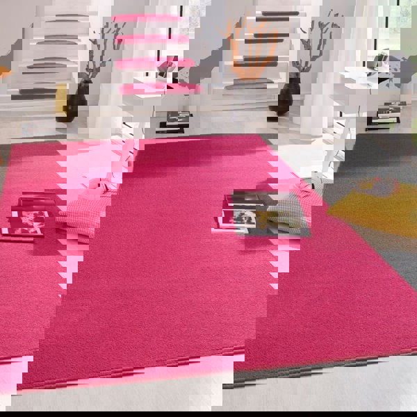 Modern Plain Pink Rug – Soft Short Pile