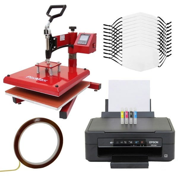 PixMax 10 Sublimation Face Masks, Swing Heat Press & Epson Printer