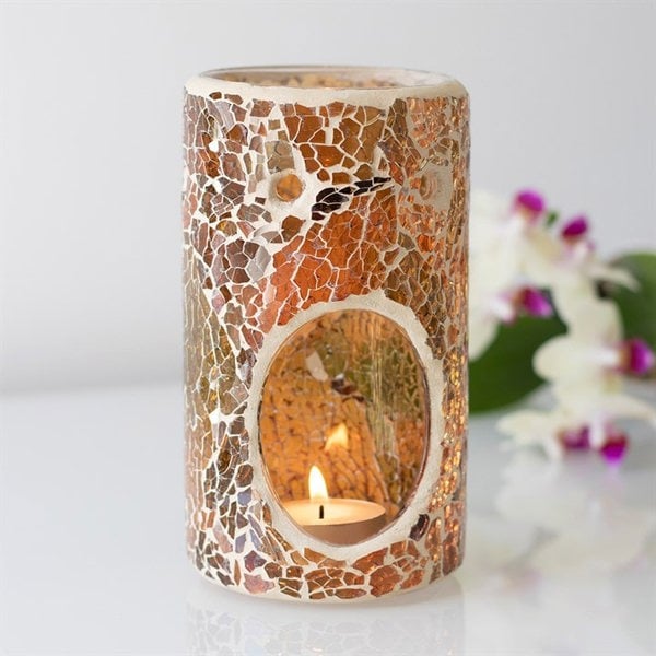 Serano Pillar Brown Crackle Oil Burner and Wax Warmer