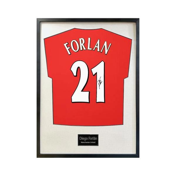 Diego Forlan Signed Manchester United Shirt Standard Frame