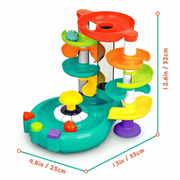 deAO Toys deAO Ball Drop Educational Piano Toy with Press‑to‑Lift Ball, Piano Keys, Music & Story Modes, Colourful Ball Track Playset for Kids Age 3+