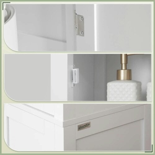 Wyld Haus Barila 160cm Slim Tall Bathroom Storage Cabinet With Adjustable Shelves And Double Doors White