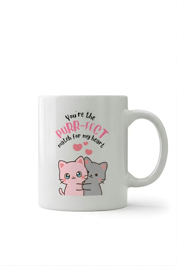Dyzi You’re The Purr-Fect Match Printed Ceramic Mug Valentine’s Day Gift