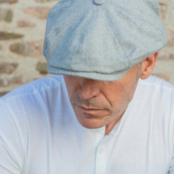 Gamble & Gunn Lloyd - Soft Grey 8 Panel British Made Cap Merino, Angora and Cashmere Welsh Wool Mix 