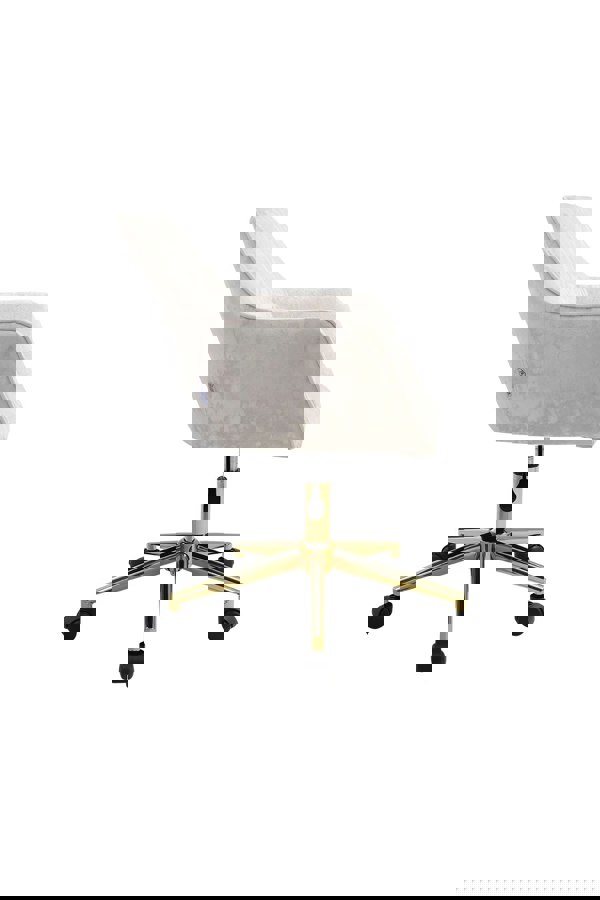 Living and Home Velvet Upholstered Home Office Swivel Chair Beige