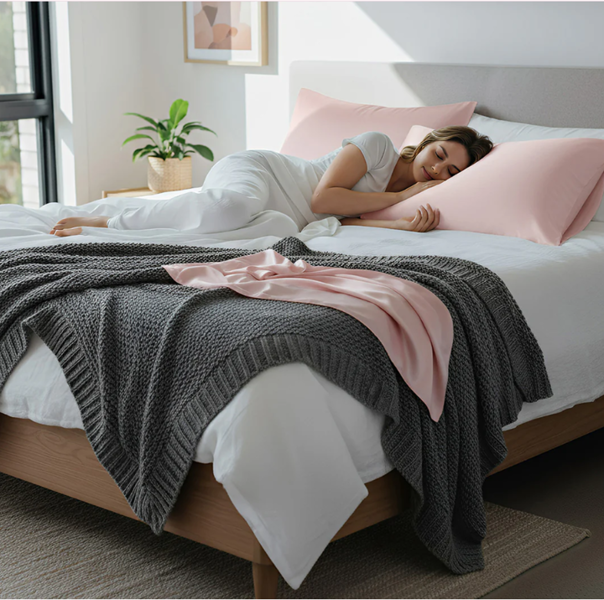 Anyhouz Pillowcase 50x75cm Pink Natural Mulberry Silk For Comfortable And Relaxing Home Bed