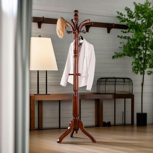 Rafaelo Mobilia Wooden Coat Stand With 13 Hooks