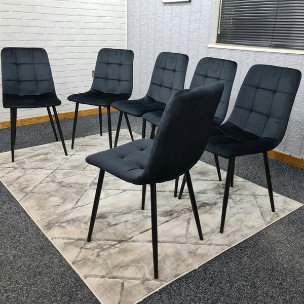 Kosy Koala Dining Chairs Set of 6 Black Velvet Kitchen Chairs