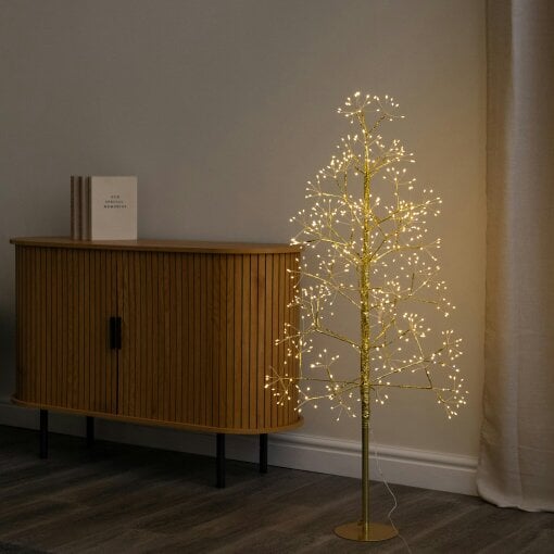 Samuel Alexander 1.2m Golden Twinkling Christmas Twig Tree with 575 Warm White LEDs