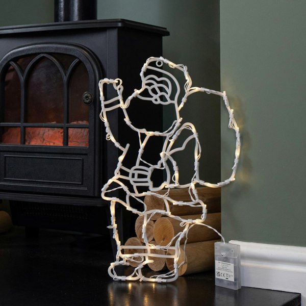 Samuel Alexander 44cm Battery Powered Light up Hanging Christmas Santa with Warm White Multi-Action LEDs