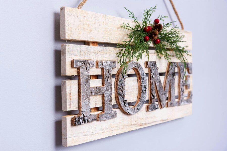 Shatchi 20x40cm Wooden HOME Letters Sign Christmas Wall Frame Decoration for Festive Indoor Display