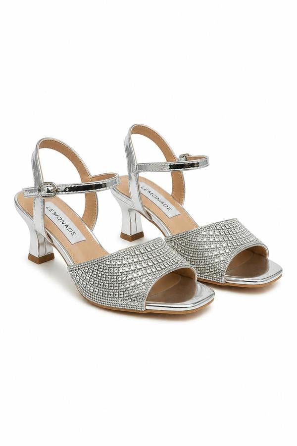 Love Lemonade Crystal Spotlight Glam Heels Silver
