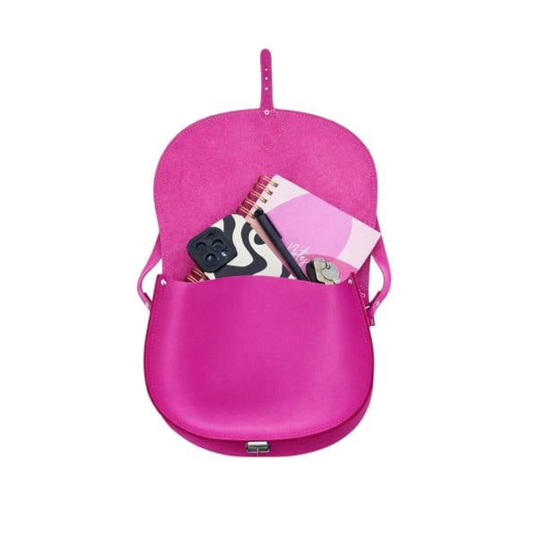 Zatchels Handmade Leather Saddle Bag - Magenta
