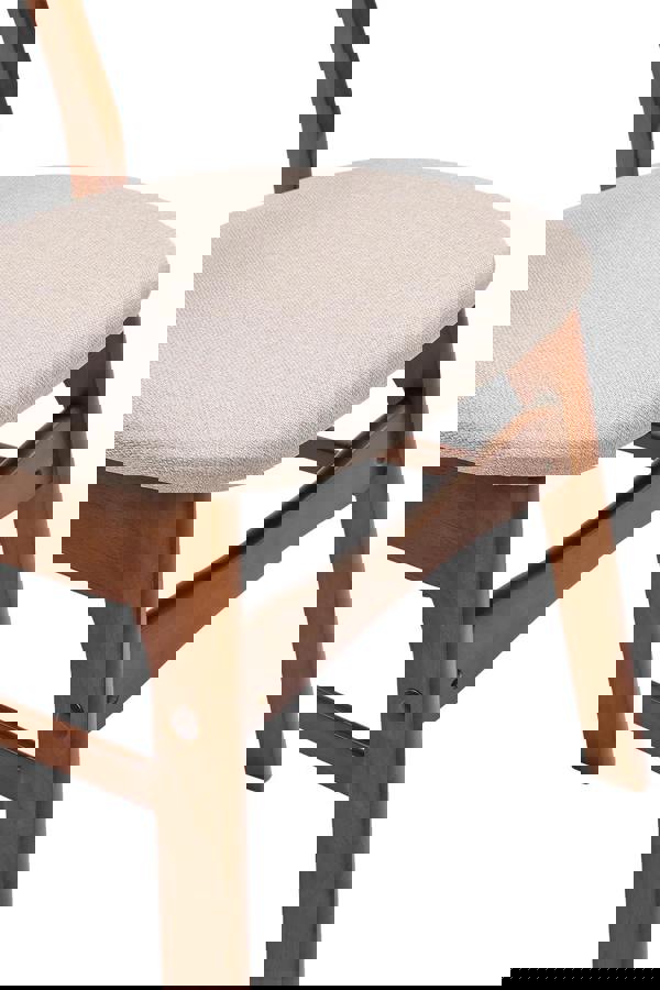 Living and Home 2 x Wooden Frame Linen Dining Chair