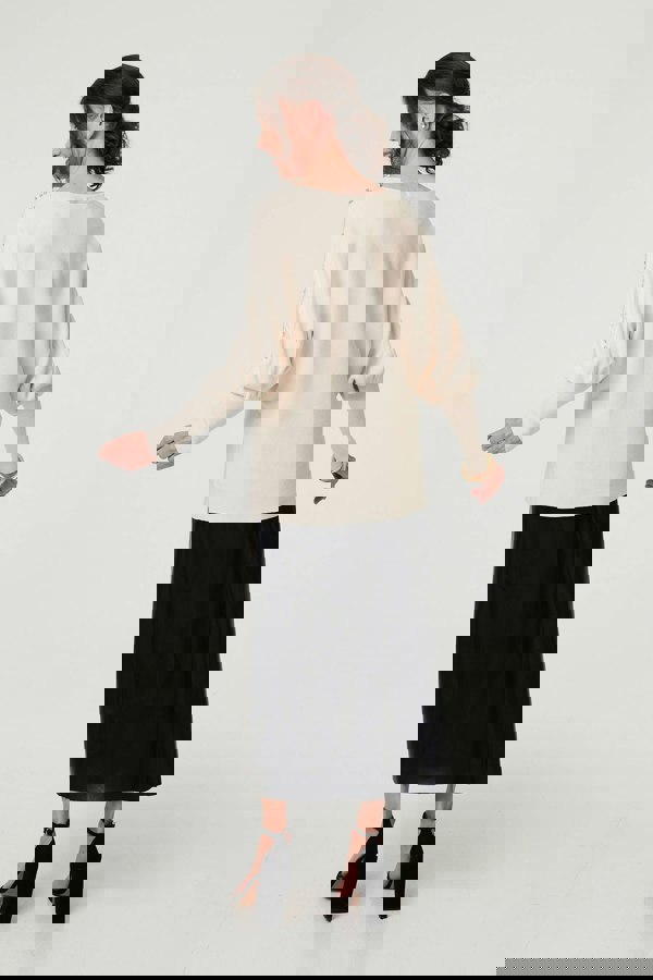 Cream | Embellished Batwing Sleeve Jumper
