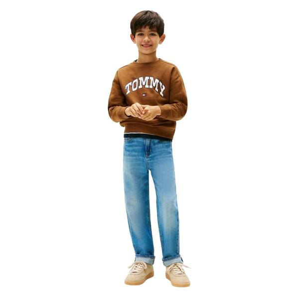 Tommy Hilfiger Childrens/Kids Varsity Cotton Blend Relaxed Fit Sweatshirt - Pecan - 