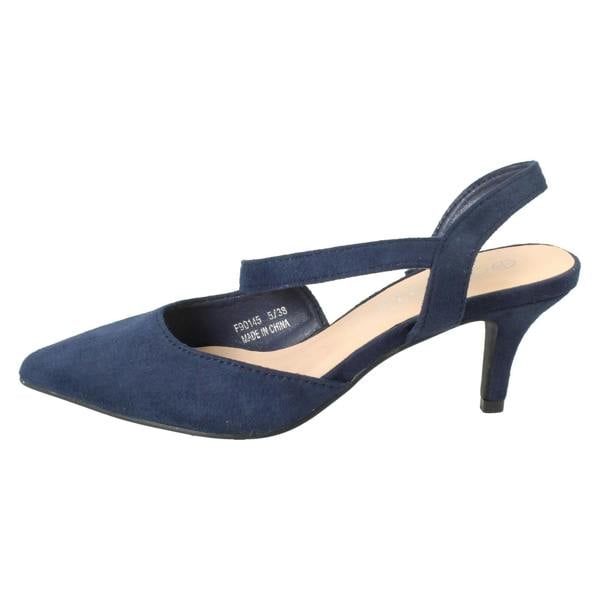 Spot On Ladies Spot On Slip On Pointed Summer Strappy Low Heeled Shoes F90145