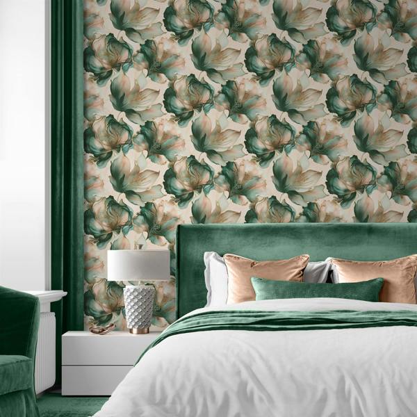 Elysian Floral Coral & Teal Wallpaper image 4