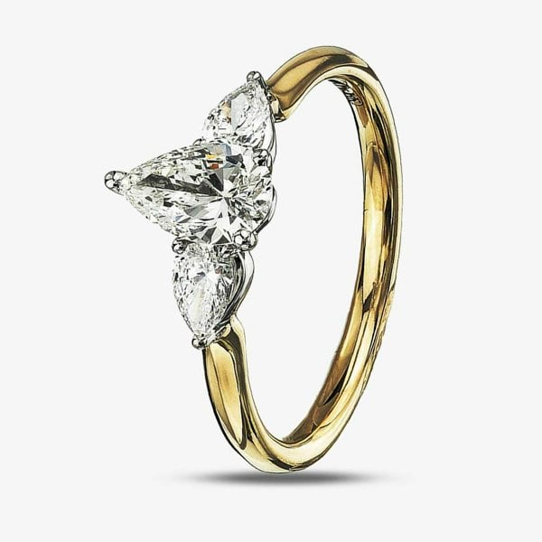 T. H. Baker 18ct Yellow Gold 0.90ct Pear Cut Diamond Three Stone Ring 31151YW/90-18
