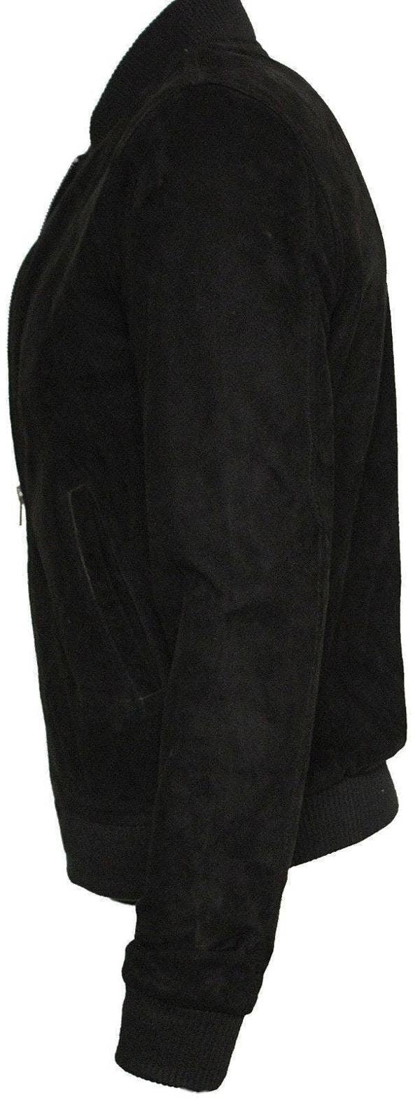 Infinity Leather Mens Varsity Soft Suede Leather Bomber Jacket