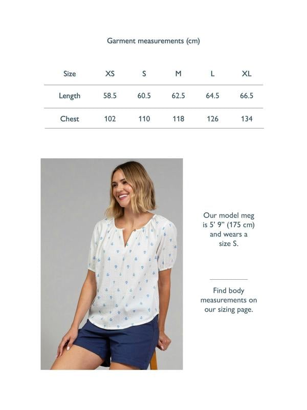 Kite Womens Organic Tincleton Seersucker Blouse Pineapple Polka