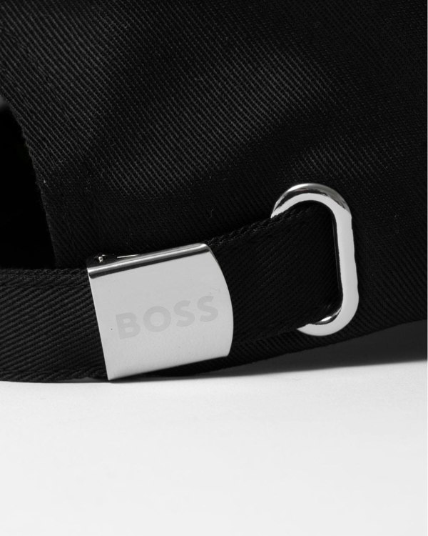 BOSS Green Bold Mens Logo-Print Cap In Cotton Twill - Black 002 - CHO - Designer Mens Hats