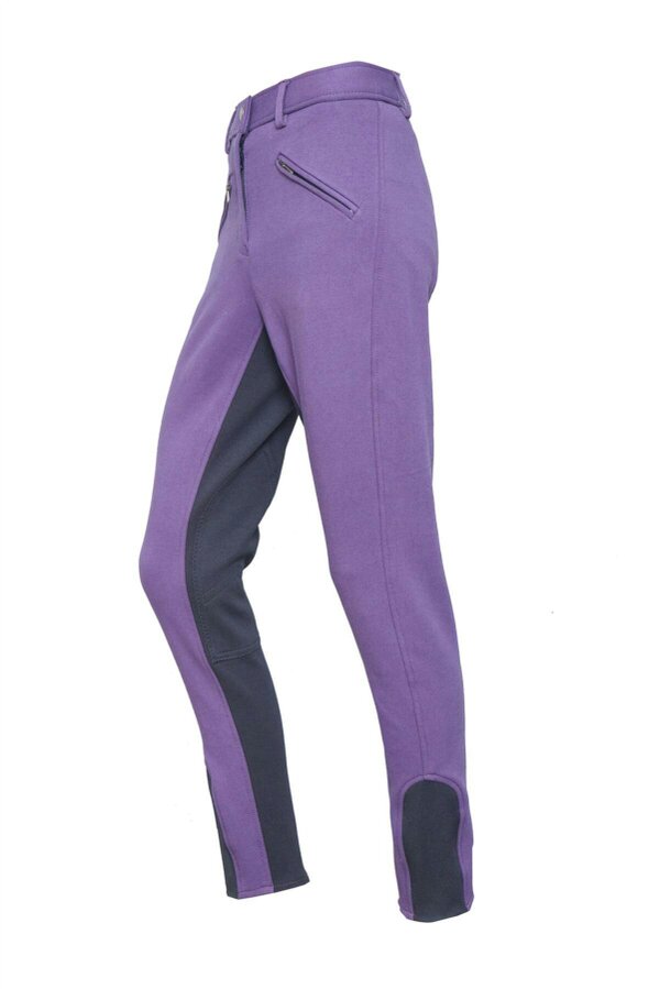 eQuitack Women's Stretchy Self Seat Horse Riding Jodhpurs Purple/Black