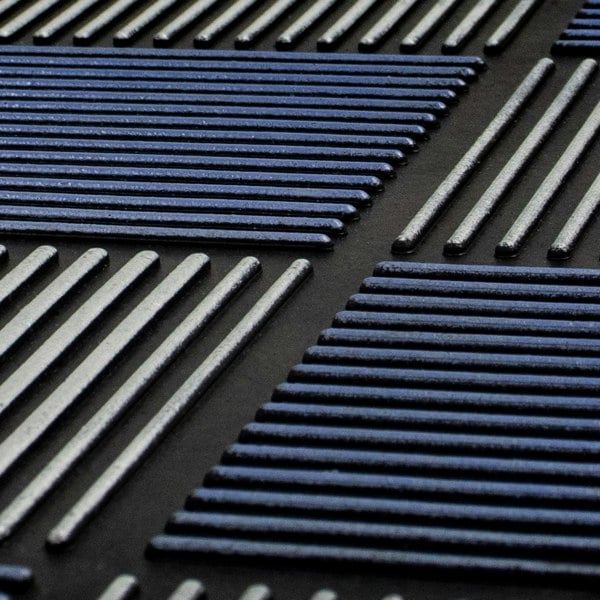 JVL Platina Scraper Rubber Doormat, 40x70cm, Silver/Blue