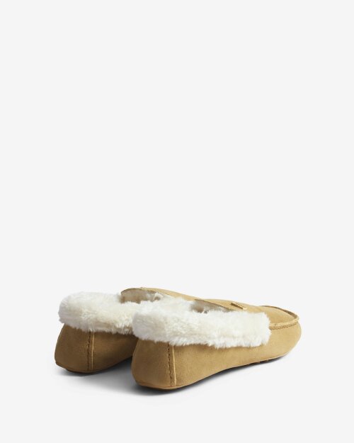 Hunter Womens Sherpa Collar Moccasin Slippers - Natural