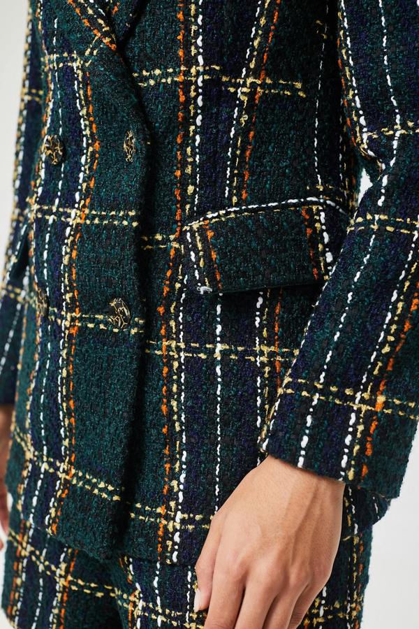 LuvForever Green Check Tweed Short Pant Suit