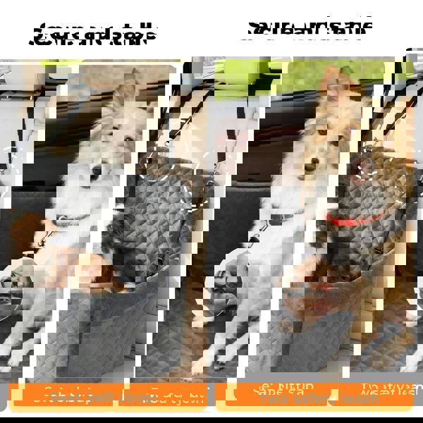 Skylos Dog Booster Car Seat Travel Carrier Bed Basket for Pet up to 55lbs Grey