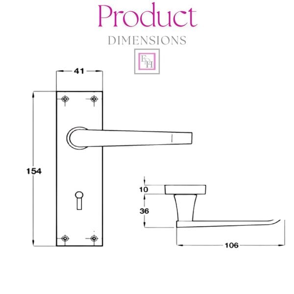 EDH Door Hardware Victorian Straight Chrome Door Handles – Interior Lever Handles on Backplate