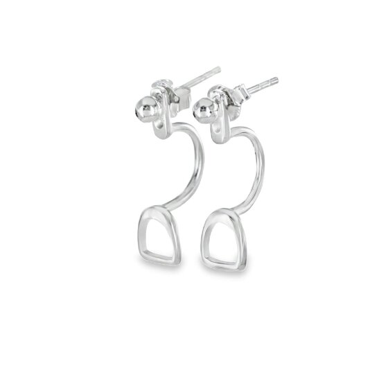 Reeves & Reeves Sterling Silver Bead and Stirrup Cuff Stud Earrings