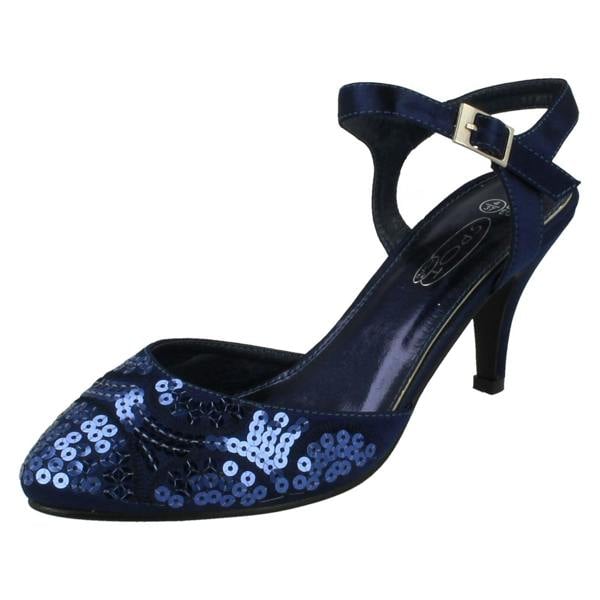 Spot On Ladies Spot On Mid Heel Sequined Evening Sandals
